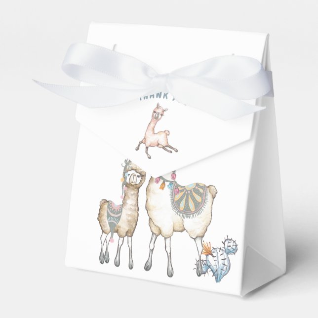 Watercolor Llama themed Baby Shower Favour Box (Front Side)