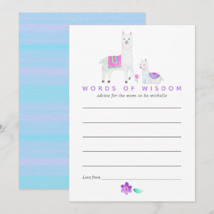 Watercolor Llama themed Baby Shower Mother Advice Invitation