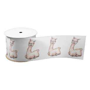Watercolor Llama themed Baby Shower Satin Ribbon