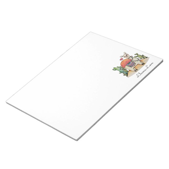 Watercolor Llama With Cactus Notepad (Angled)