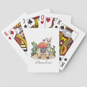Watercolor llama With Cactus Playing Cards