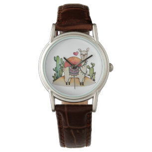 Watercolor Llama With Cactus  Watch