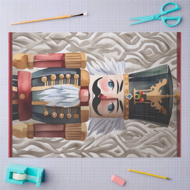 Watercolor llustrated Christmas Nutcracker Tissue Paper (Craft)