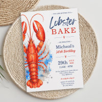 Watercolor Lobster Bake 30th Birthday