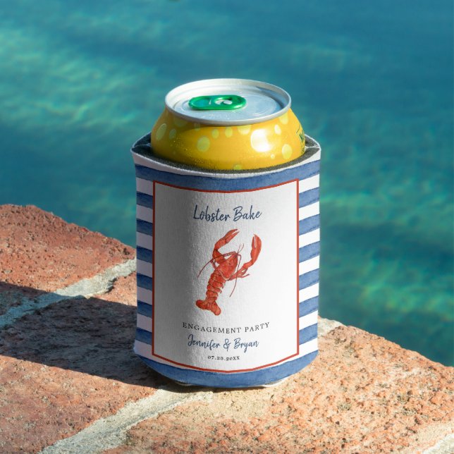 Watercolor Lobster Bake Engagement party Can Cooler (In Situ Pool)