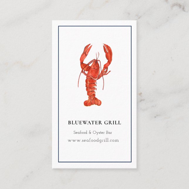 Watercolor Lobster chef, restaurant business card (Front)