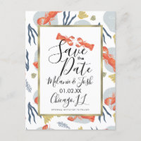 Watercolor Lobster Crawfish Floral Save the Date