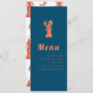 Watercolor Lobster Crawfish Nautical Menu