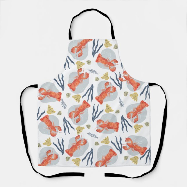 Watercolor Lobster Crustacean Beach Sand Dollars  Apron (Front)