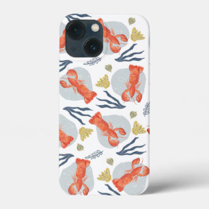 Watercolor Lobster Crustacean Beach Sand Dollars  iPhone 13 Mini Case