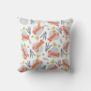 Watercolor Lobster Crustacean Beach Sand Dollars  Cushion