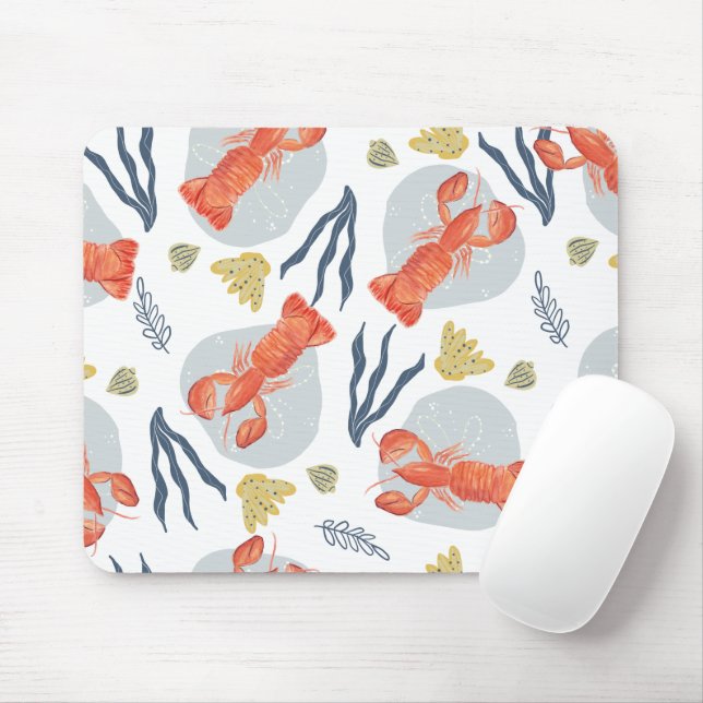 Watercolor Lobster Crustacean Beach Sand Dollars   Mouse Mat (With Mouse)