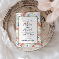 Watercolor Lobster Crustacean Bridal Shower 