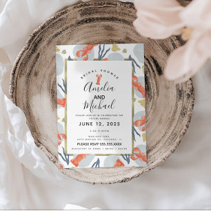 Watercolor Lobster Crustacean Bridal Shower Postcard