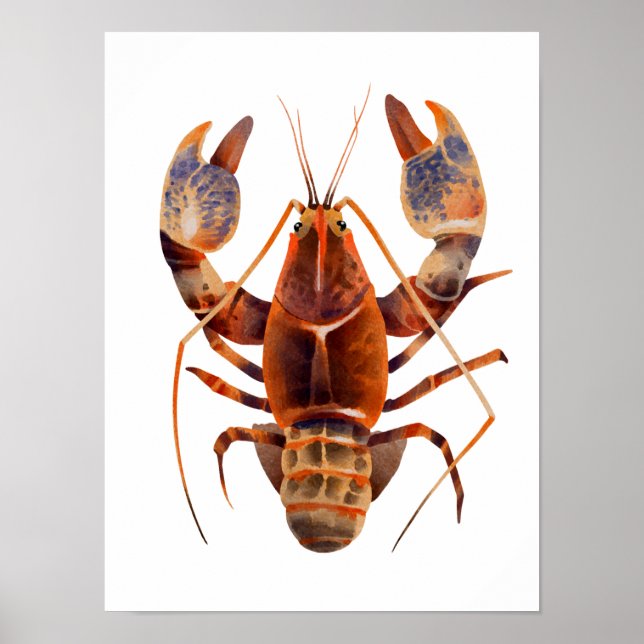 Watercolor Lobster Crustaceancore Poster (Front)