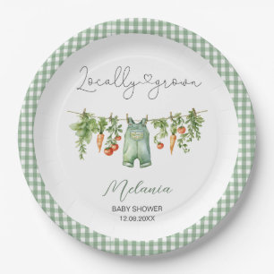     Watercolor Locally grown  baby shower Paper Pl Paper Plate