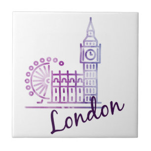 Watercolor London Big Ben Ceramic Tile – British 