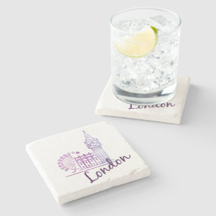 Watercolor London Big Ben Stone Coaster – Artistic