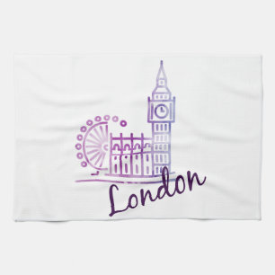 Watercolor London, Big Ben Tea Towel