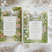 Watercolor London Iron Gates & Flowers Wedding