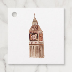 Watercolor London UK Destination Wedding Favour Tags