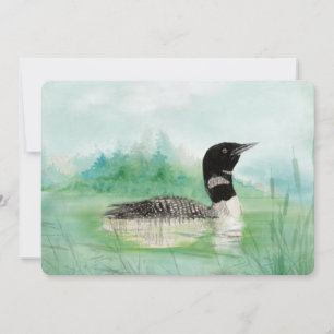 Watercolor Loon Bird Birthday Party Invite