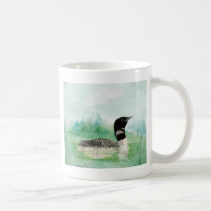 Watercolor Loon Wilderness Lake Bird Nature Art Coffee Mug