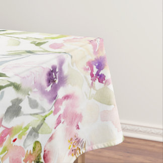 Watercolor loose expressive spring floral  tablecloth