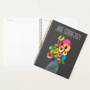 Watercolor loose floral colourful planner