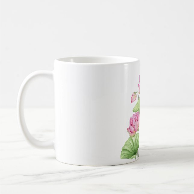  Watercolor Lotus Aesthetic Throw Classic Mug  (Left)