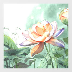 Watercolor Lotus Canvas Print Window Cling