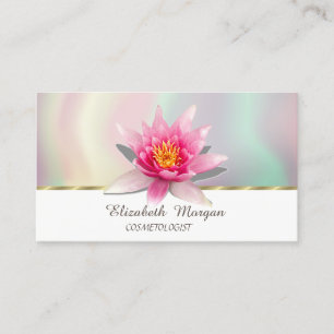 Watercolor Lotus Colourful Holographic Business Card