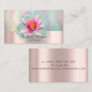 Watercolor Lotus Colourful Holographic Ink  Business Card