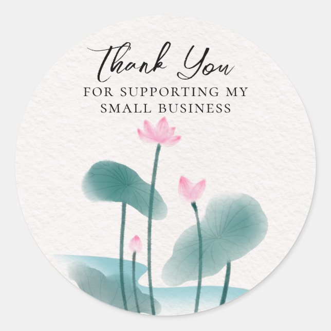 Watercolor Lotus Floral Thankful labels  (Front)