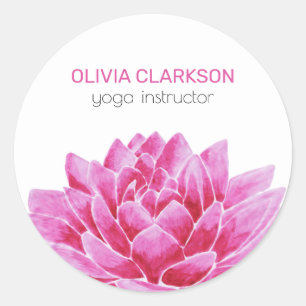 Watercolor Lotus Flower Classic Round Sticker
