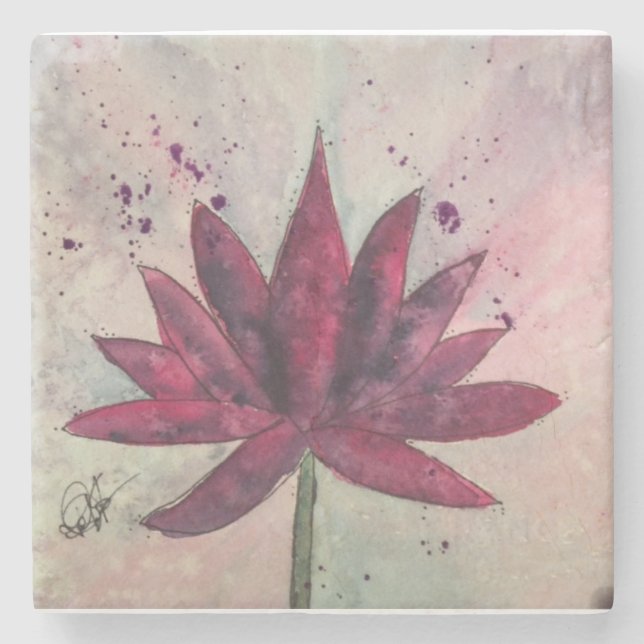 Watercolor Lotus Flower Coasters (Front)