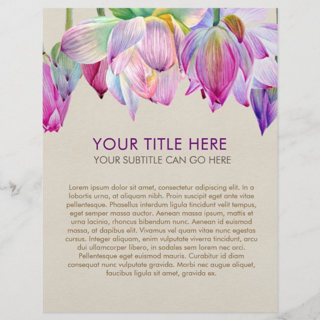 Watercolor Lotus Flower Flyer (Front)