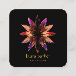 Watercolor Lotus Flower Healing Yoga Holistic Square Business Card