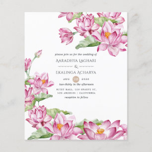 Watercolor Lotus Flower Indian Wedding Flyer