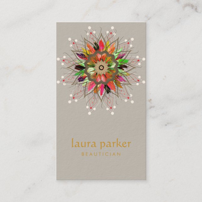 Watercolor Lotus Flower Logo Healing Massage Yoga Business Card (Front)