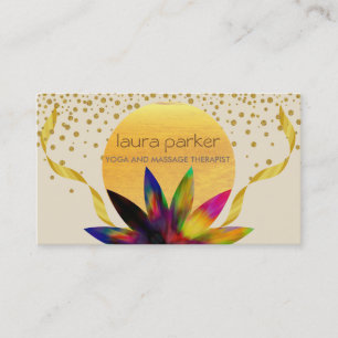 Watercolor Lotus Flower Logo Yoga Healing Health Business Card