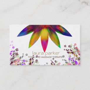 Watercolor Lotus Flower Logo Yoga Healing Health Business Card