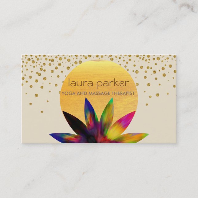 Watercolor Lotus Flower Logo Yoga Healing Health Business Card (Front)