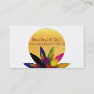 Watercolor Lotus Flower Logo Yoga Healing Health Business Card