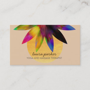 Watercolor Lotus Flower Logo Yoga Healing Health Business Card