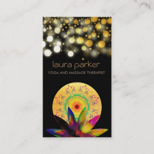 Watercolor Lotus Flower Logo Yoga Healing Health Business Card