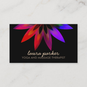 Watercolor Lotus Flower Logo Yoga Healing Health Business Card