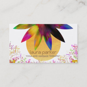 Watercolor Lotus Flower Logo Yoga Healing Health Business Card