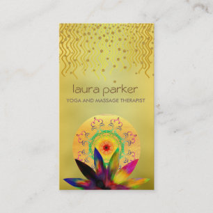Watercolor Lotus Flower Logo Yoga Healing Health Business Card