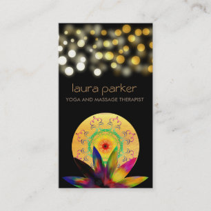 Watercolor Lotus Flower Logo Yoga Healing Health Business Card
